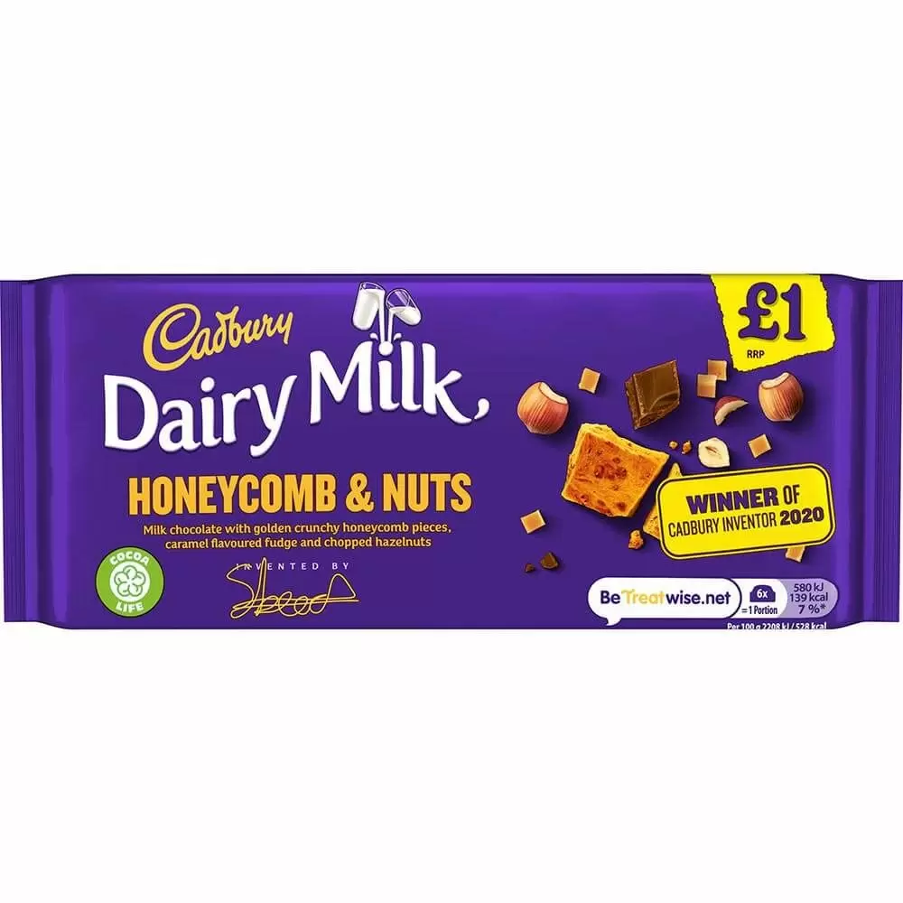 Cadbury Dairy Milk Honeycomb & Nuts Chocolate Bar 105g